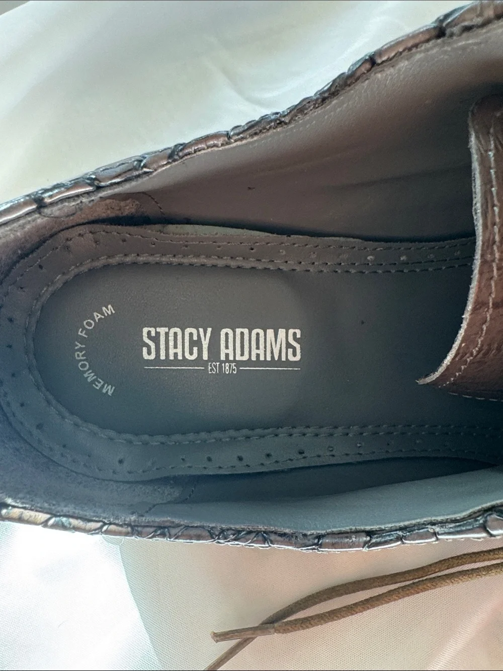 Stacy Adams Brown Croc-Embossed Lace-Up Dress Oxfords